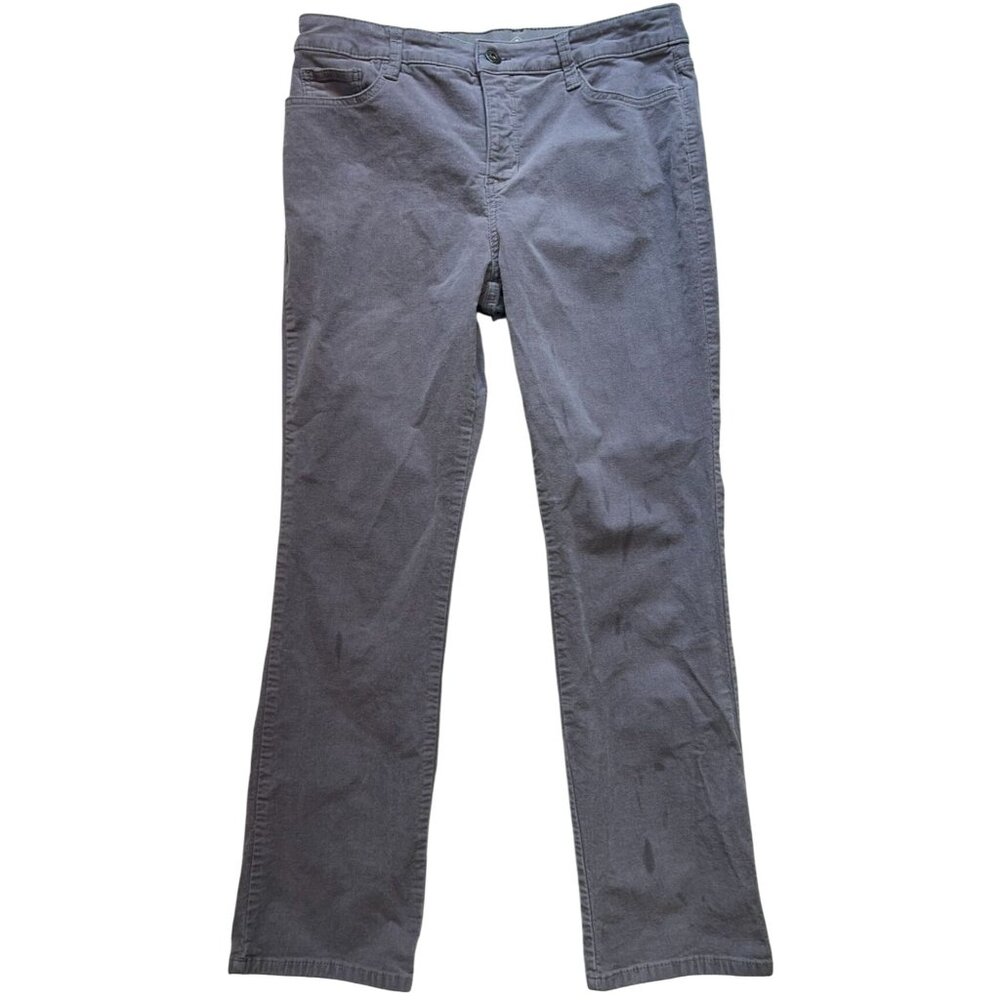 St. John's Bay Women's Corduroy Straight Leg Pants Stretch Size 14 Gray Pockets